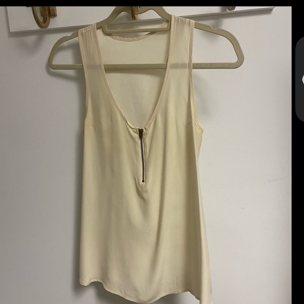 Karina Grimaldi Silk Sleeveless Zipper Front Top